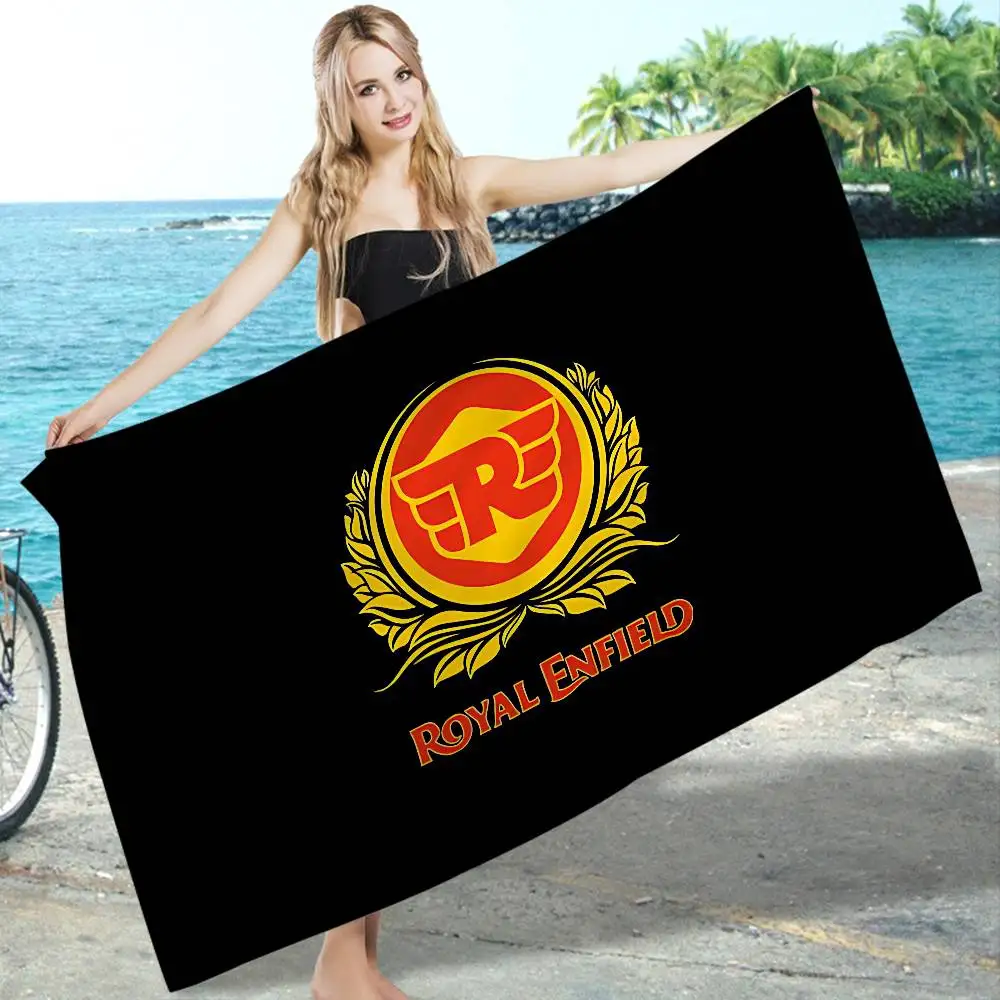 R-ROYAL E-ENFIELD Motorcycle Logo Beach Towel Colorful Bath Towels for Girl Microfiber Quick Dry Custom Sand Free Beach