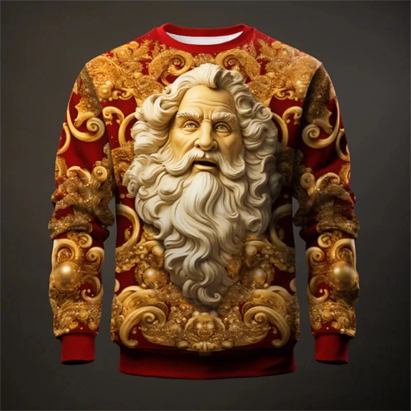 

Santa Claus Graphic Xmas Clothing 2024 Merry Christmas Long Sleeve Streetwear Sweatshirt For Women Clothes Holiday Boy Gift Tops