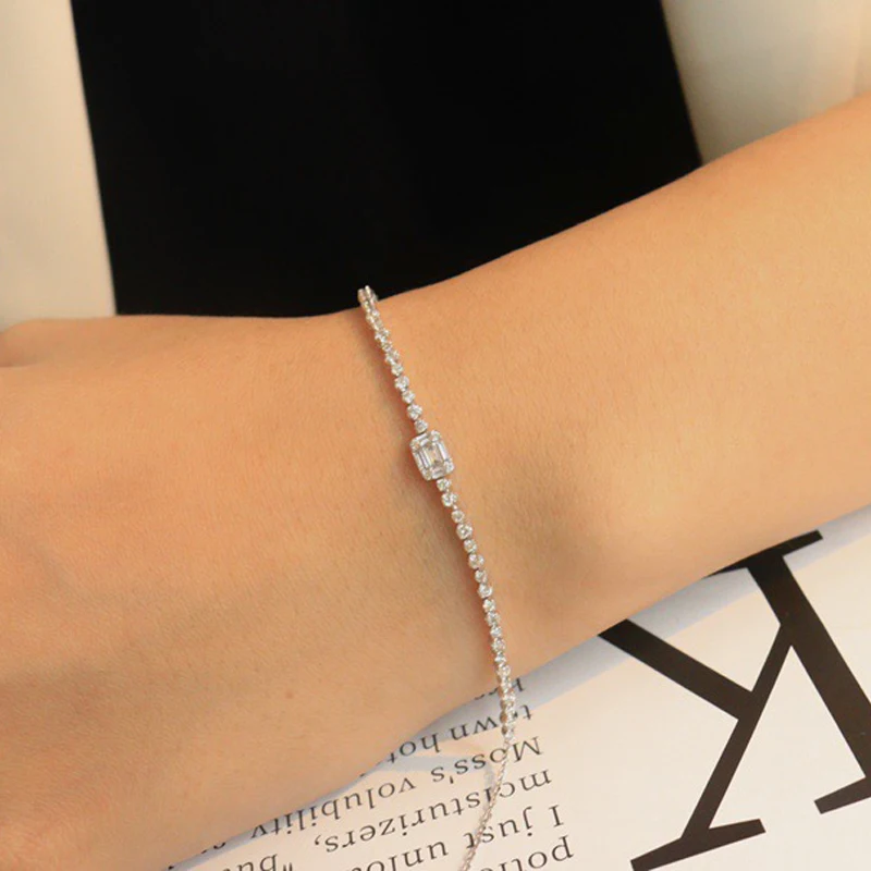 Aazuo 18K الذهب الأبيض الصلب الماس الحقيقي 0.60ct الكلاسيكية ساحة تنس سوار للمرأة الراقي العصرية حفلة خطوبة #6