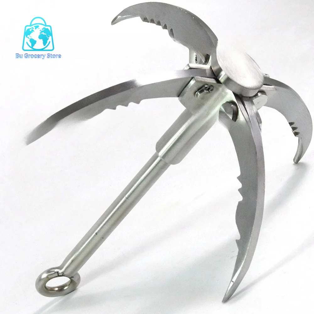 Stainless Steel Outdoor Survival Climbing Hook 4 Prongs Tiger Claw for Mountaineering Rock Climbing
