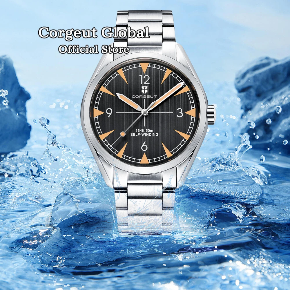 

New Arrival 41mm Corgeut NH35A Movement Luxury Blue Black Automatic Men's Watch Sapphire Glass Date Luminous Brushed Bezel