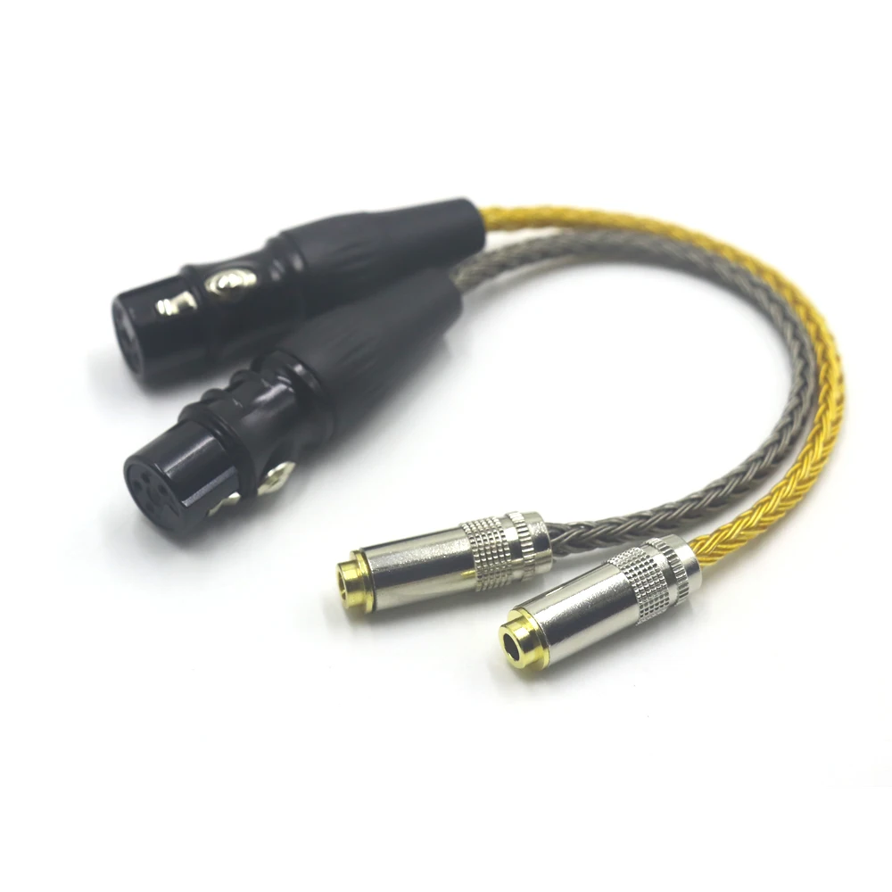 16 Core 24k Gold-plated Coat Silver 4 Pin XLR Male to 4.4mm Female Balanced OCC Audio Headphone Adapter Cable Female to Male