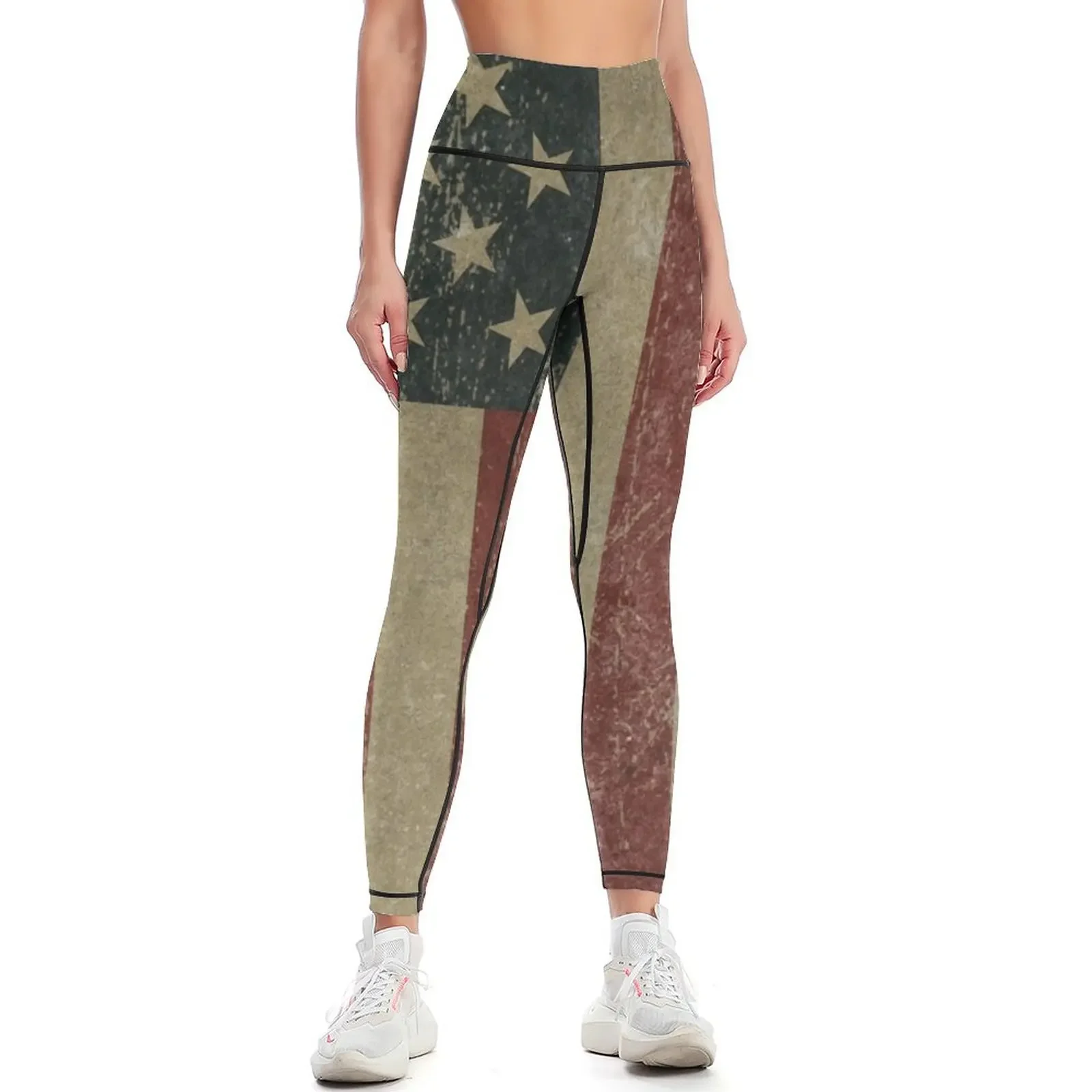 

Винтажные леггинсы с флагом США, женские спортивные леггинсы с высокой талией для фитнеса с эффектом пуш-ап, тренировочные брюки для спортзала, женские леггинсы