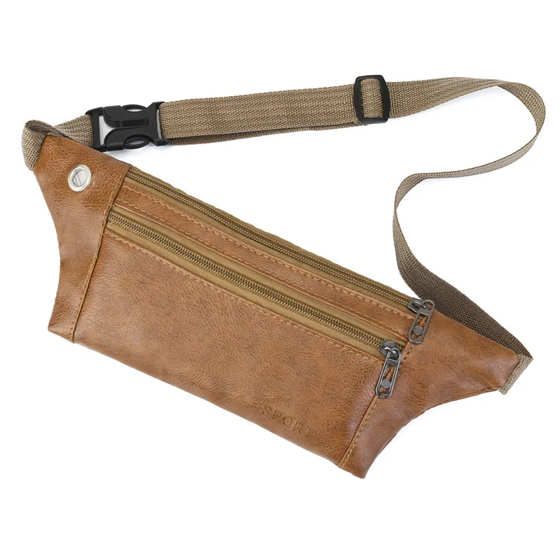 New European and American Fashion Retro Men Waist Bag Leather Crossbody Bag Chest Bag Outdoor Leisure Sports Invisible Belt Bag