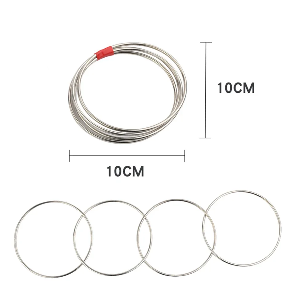 4 pçs brinquedo mágico anéis de metal clássico ligação aros de ferro diversão truque mágico jogando adereços brinquedos ferramentas close-up ferramentas mágicas suprimentos