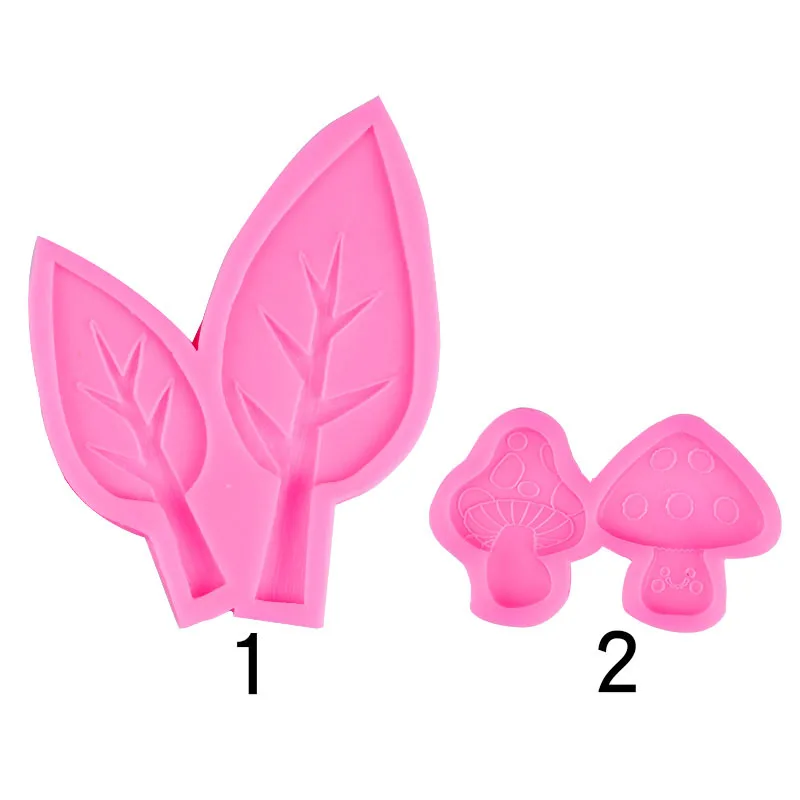 Tree Shape Chocolate Cake Edge Baking Tool Two-Piece Mushroom Biscuit Lollipop Silicone Mold Resin Mould Molds 17-527