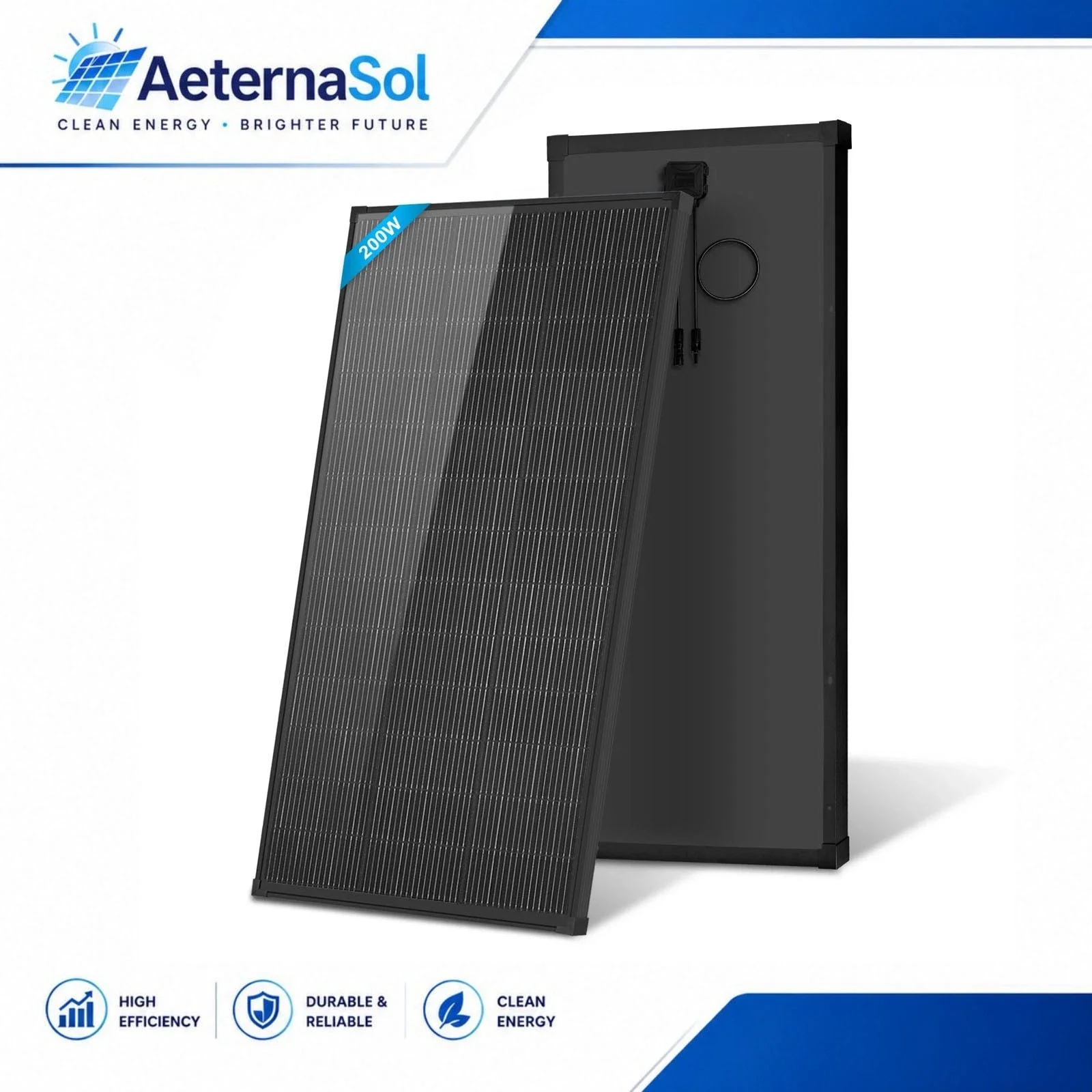 

200 Watt N‑Type Bifacial Solar Panel 18BB A+ Grade, 25% Efficiency IP68 Waterproof Solar Cell Module, 12V Off‑Grid Power Solution for RV Boat Camper Rooftops