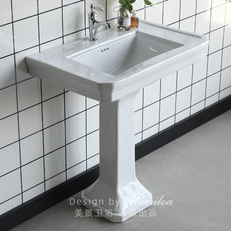 77Cm high temperature ceramic column basin European export, personalized high value homestay balcony bathroom