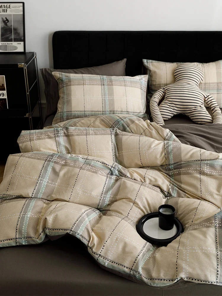 

Simple Nordic style sub-cotton combed cotton four-piece set ins cold wind pure cotton bedding