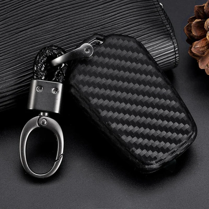 Black Silicone Carbon Fiber Style Car Key Fob Cover Case Remote Holder Cover Protector Jacket For Isuzu MU-X D-MAX