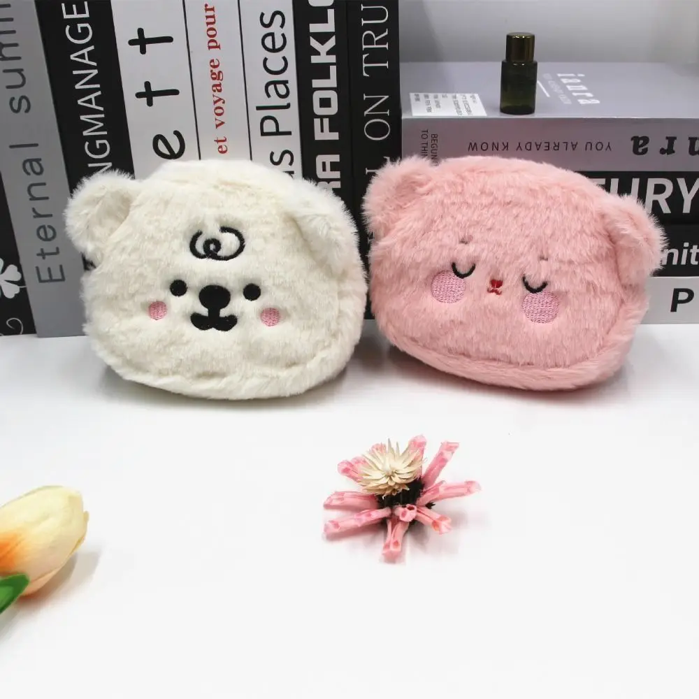 Carteira de urso de pelúcia dos desenhos animados dos desenhos animados de pelúcia portátil saco de moedas de pelúcia criativo colorido dos desenhos animados urso moeda bolsa chlidren