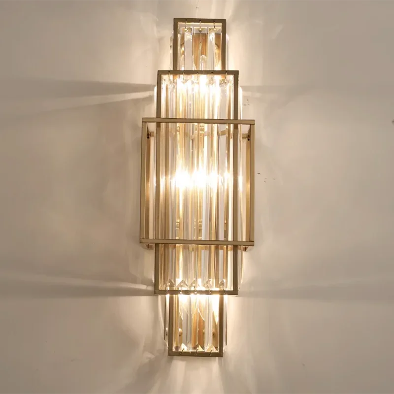 

Modern Minimalist Luxury Glass Crystal Wall Lamp Living Room Decoration Bedroom Geometric Indoor Lighting Study Led Lamps