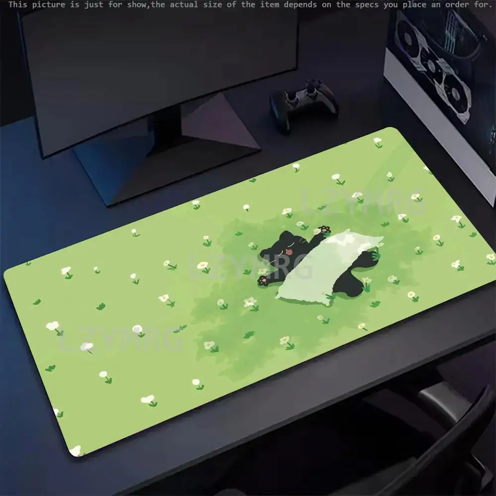 

Cute Black Cat Kawai Mouse Pad Large Rubber Anti-slip PC Desk Accessories Mousepad for Offices and Gamer Keyboard Mats Decor Mat