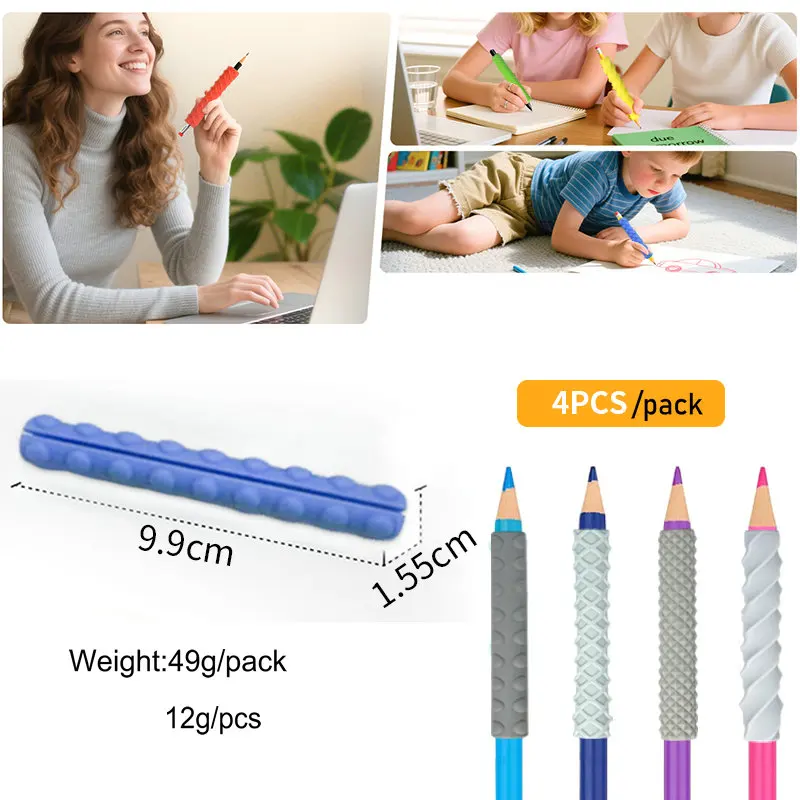 Strukturierte sensorische Bleistiftgriffe, Silikon-Zappelspielzeug für ADHS, Autismus, Stressabbau, Fingerfähigkeiten, Training für Kinder und Erwachsene, Klassenbüro