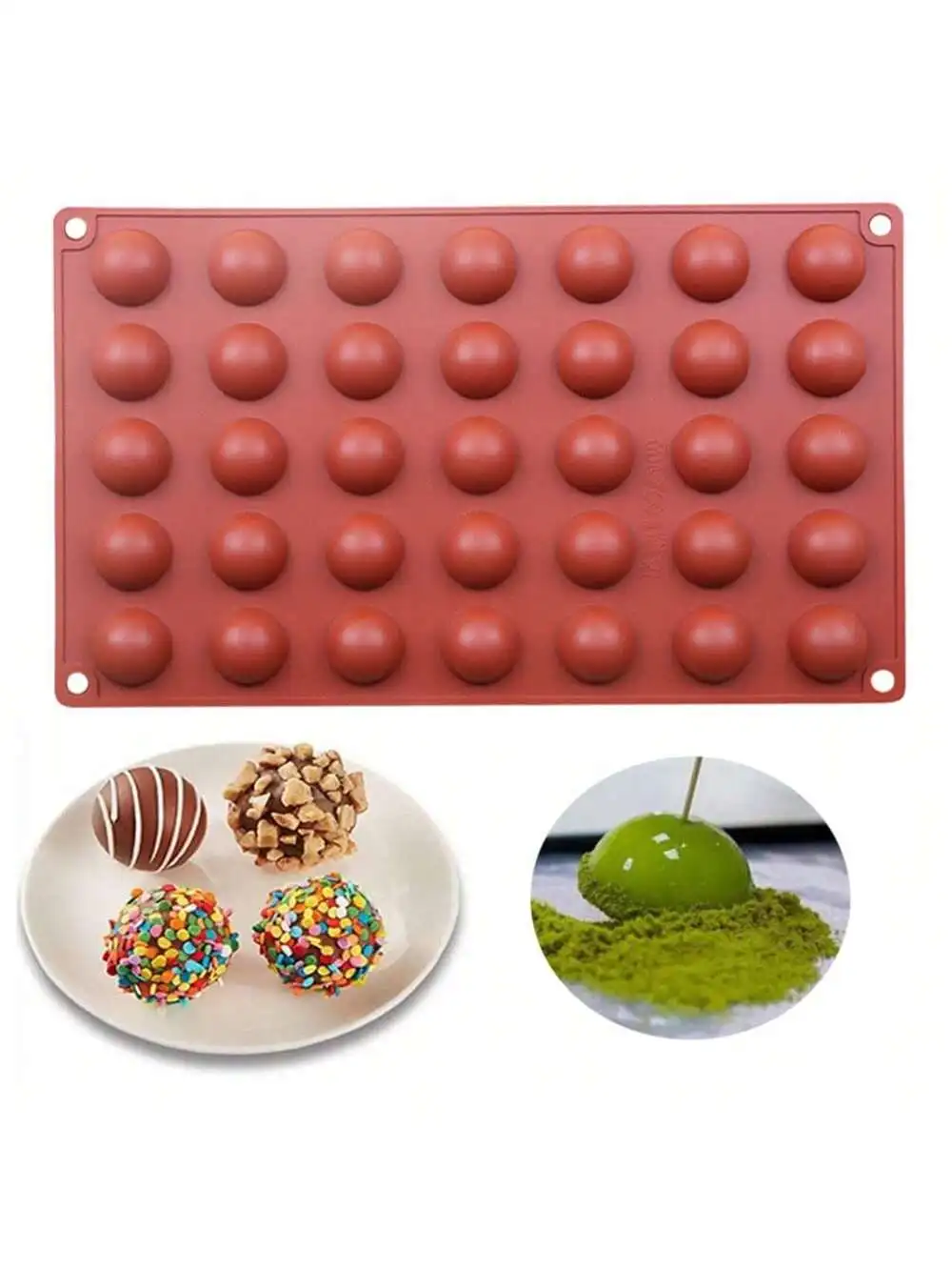 Circle Silicone Mold Chocolate Mini 35-Cavity Semi Sphere Silicone Molds Non-Stick, Half Sphere Silicone Baking Molds for Candy