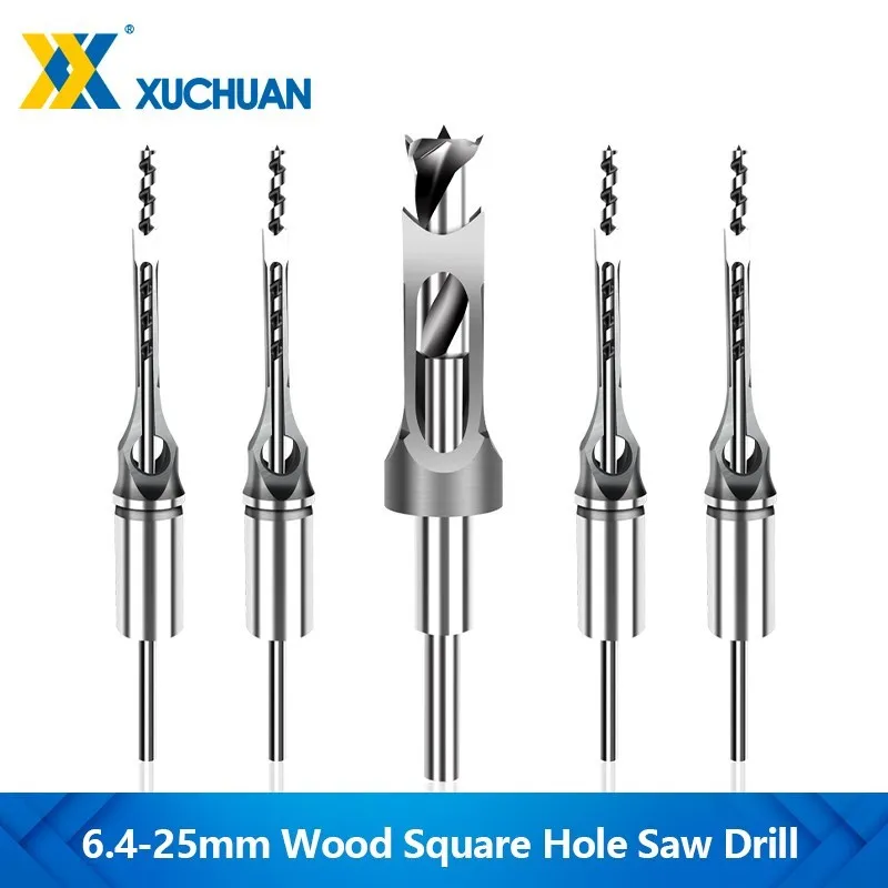 Wood Square Hole Drill Bit 6.4-25mm HSS Hole Cutter Mortise Chisel Square Drill Bit Twist Drill For Woodworking Tool