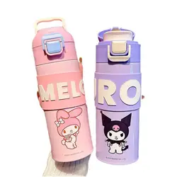 400Ml/500Ml San rio moja melodia Kuromi Cute Cartoon 316 ze stali nierdzewnej przenośne podróżna butelka kubki Kawaii prezent