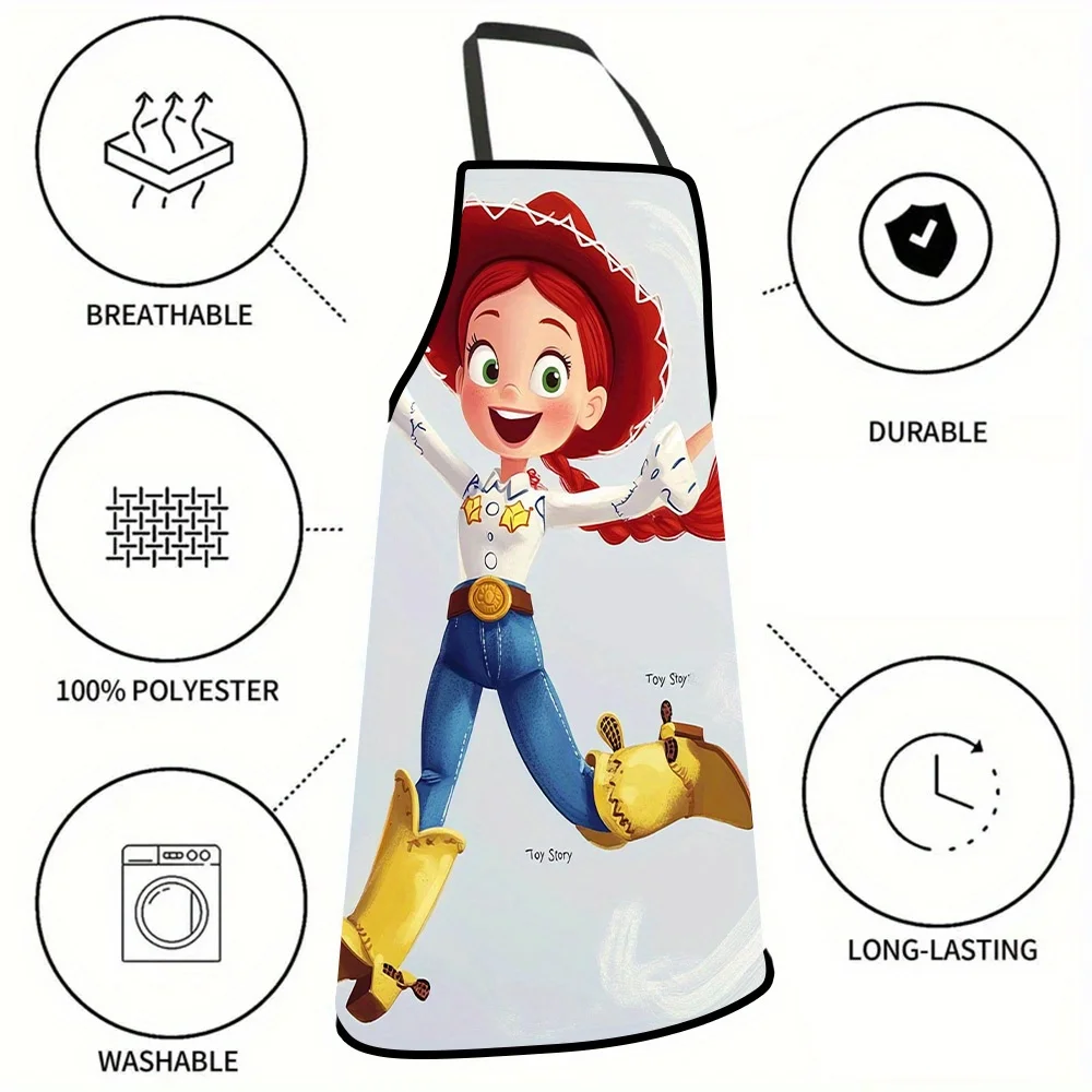 قطعة واحدة من مريلة جيسي كاوبوي - بدون أكمام، بتصميم مطبوع ملون، مثالية للصياغة والخبز والرسم والتنظيف المنزلي ومستلزمات المطبخ