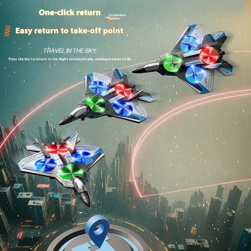 Ulepszony, odporny na uderzenia dron RC w kształcie myśliwca z pianki z kolorowymi światłami LED, model lotniczy, zabawka, prezent dla chłopców i dzieci, rok 2025.