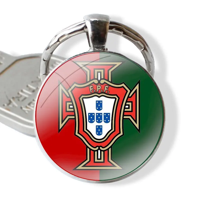 Portuguese flag 25mm Glass Cabohcon Keychain Key Rings for Women Men Jewelry Gift