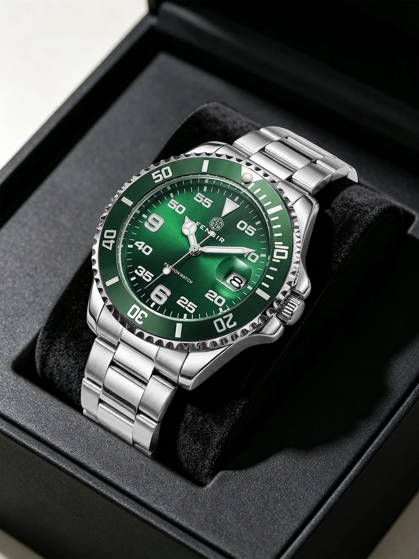 High-End Luxury Men's Quartz Watch, Waterproof with Luminous Hands and Single Calendar Design, Steel Band, Suitable for Outdoor Daily Wear, Business Casual, Trendy Men's Wristwatch