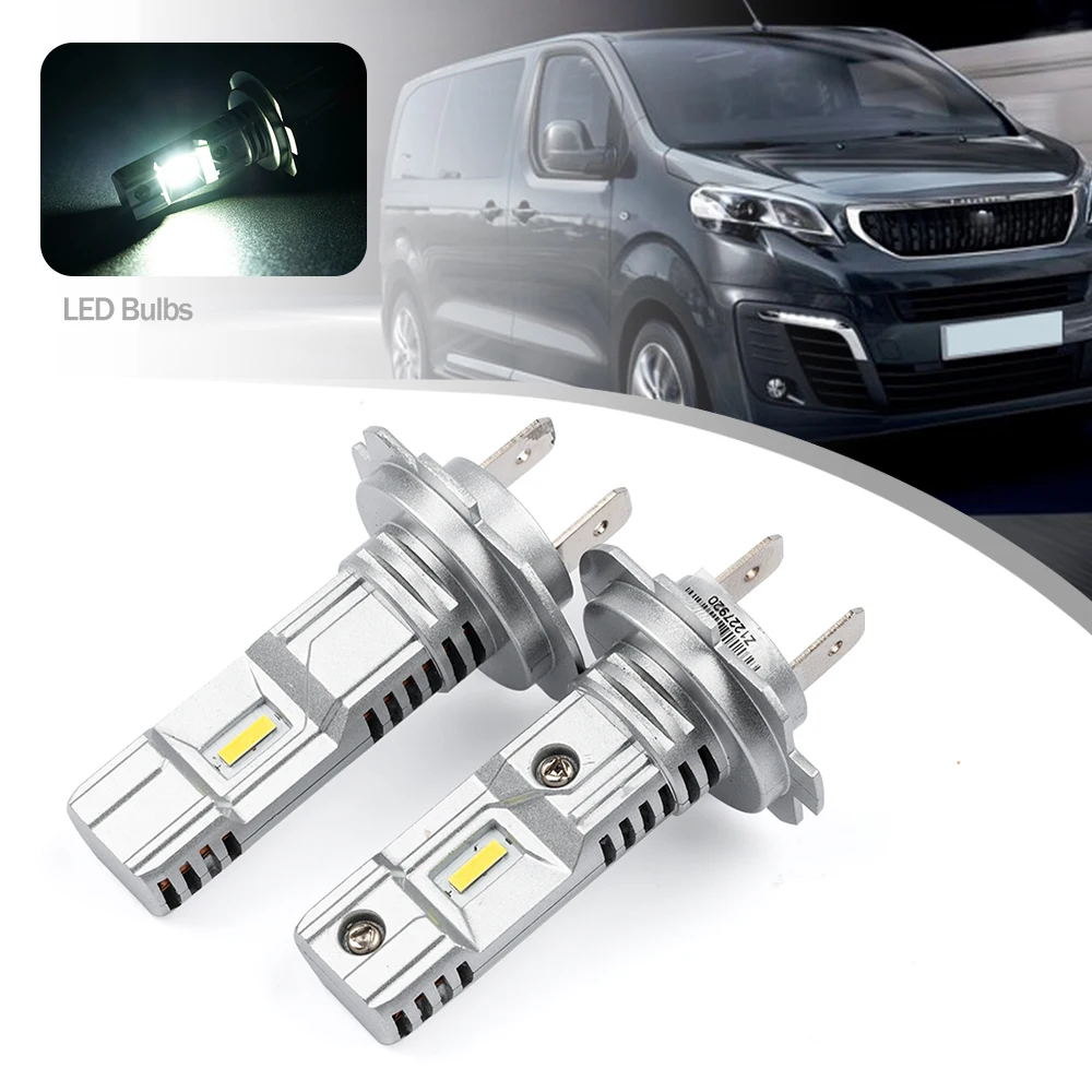 2Pc For 2016-2021 Peugeot Traveller Expert 3 Led Low Lo Beam Light Bulb Canbus White 8000lm 25W H7 Headlight Fog Lamp Bulbs