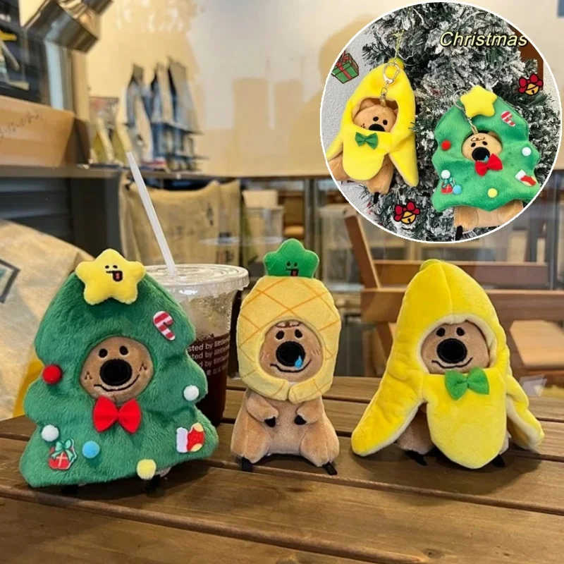 Adorable llavero con capucha de animal de peluche, conjunto de manualidades DIY, suministros de regalo de Navidad, sombrero de muñeca hecho a mano, accesorios, colgantes para decoración festiva