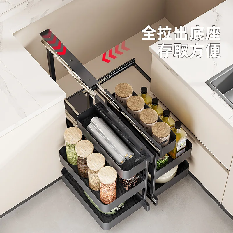 

Угловой кухонный шкаф, выдвижная корзина, внутренняя полка, стеллаж для кастрюль, ящик из алюминиевого сплава, угловая корзина для хранения
