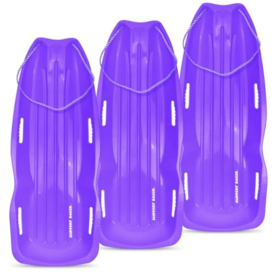 

Flexible Adults and Kids Plastic Toboggan Snow Sled for up to 2 Riders with Pull Rope and Handles. (Purple, 3)