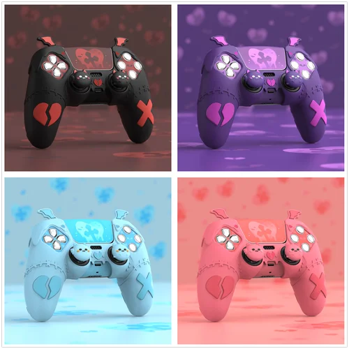 Imagen 2 del producto PlayVital Gothic Imp Funda de Silicona Negra para Controlador PS5 – Funda Protectora Antideslizante con 4 Empuñaduras para el pulgar y 6 Pegatinas