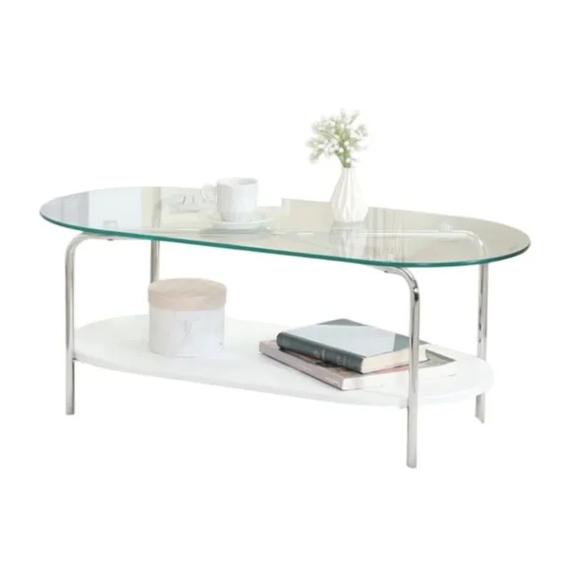 TMG-K90 Modern Tempered Glass MDF Electroplated Iron Pipe Coffee Table Living Room Home Furniture 2025