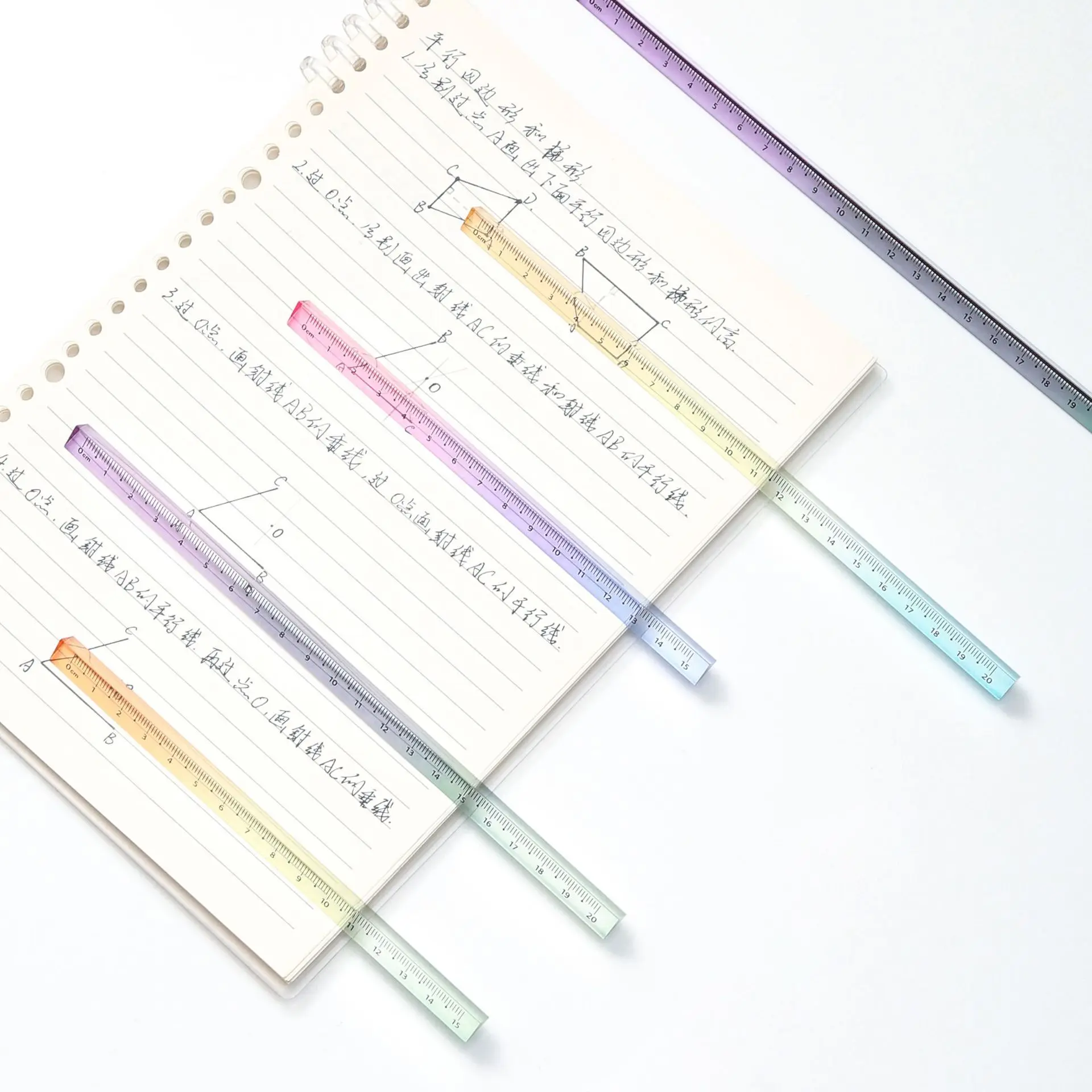 1PC Color Gradient Transparent Acrylic Triangular Ruler for Students And Office Minimalist Aesthetic Stationery Measuring A3461
