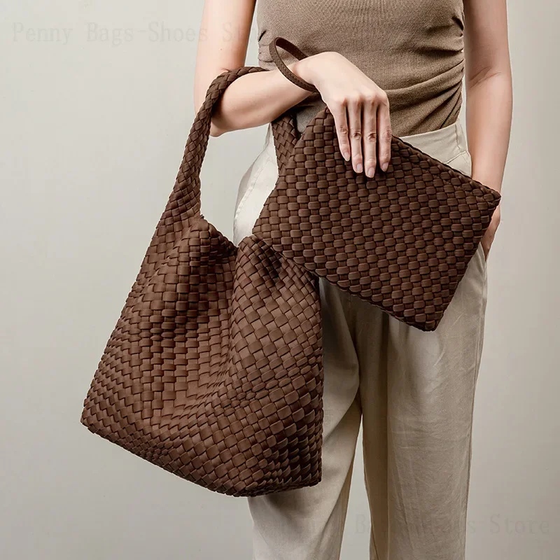 2025 New Pure Handmade Woven Bag Waterproof Large Capacity Versatile Underarm Shoulder Bag Commuting Out College Style