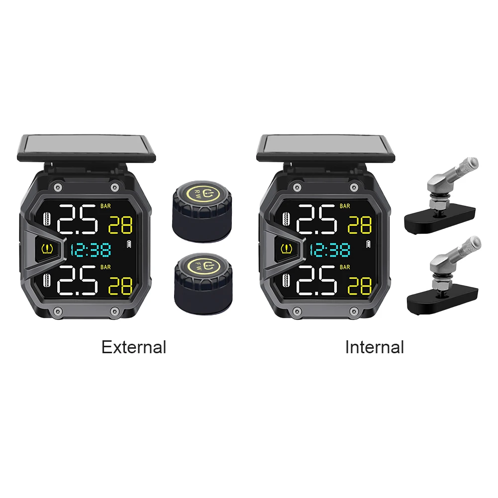 

Motorcycle Air Pressure Sensor USB Port Solar Power Tire Pressure Monitor IP67 Waterproof for Outdoor Cycling Sports Accessories