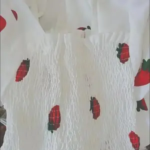 Sweet and Elegant Women's Dress Aline, Forest Fruit, Strawberry Stamp, Elastic Bust, Short Sleeve, Long Dresses, Super Immal 10 Main Sales Strawberry Dress - №2