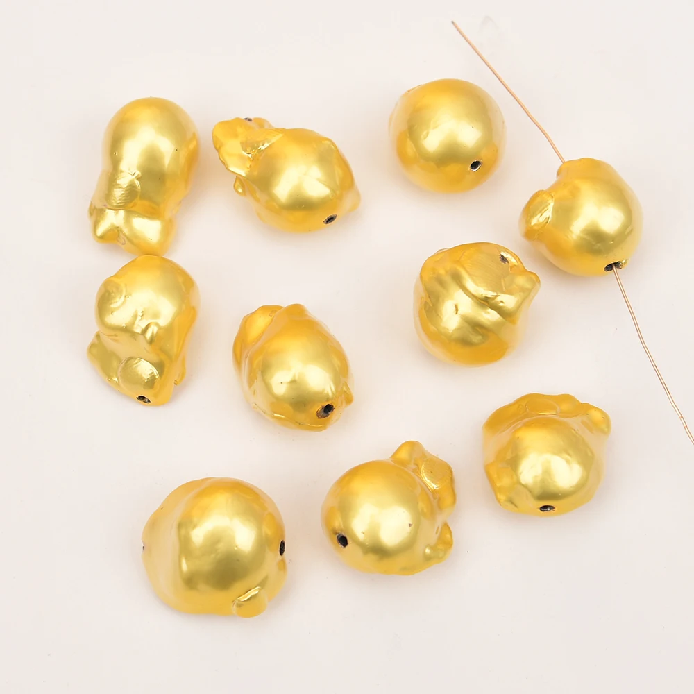 APDGG 10 Pcs Big Gold Edge Plated Natural Baroque Keshi Pearl Inside Loose Beads Pearl Jewelry DIY
