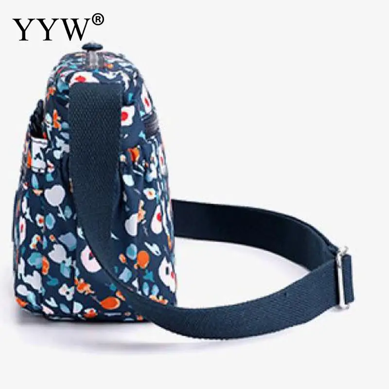 Fashion Floral Printing Cloth Crossbody Ladies Casual Shoulder Bag Multi Pocket Nylon Waterproof Handbag Women Shopping Tote Bag