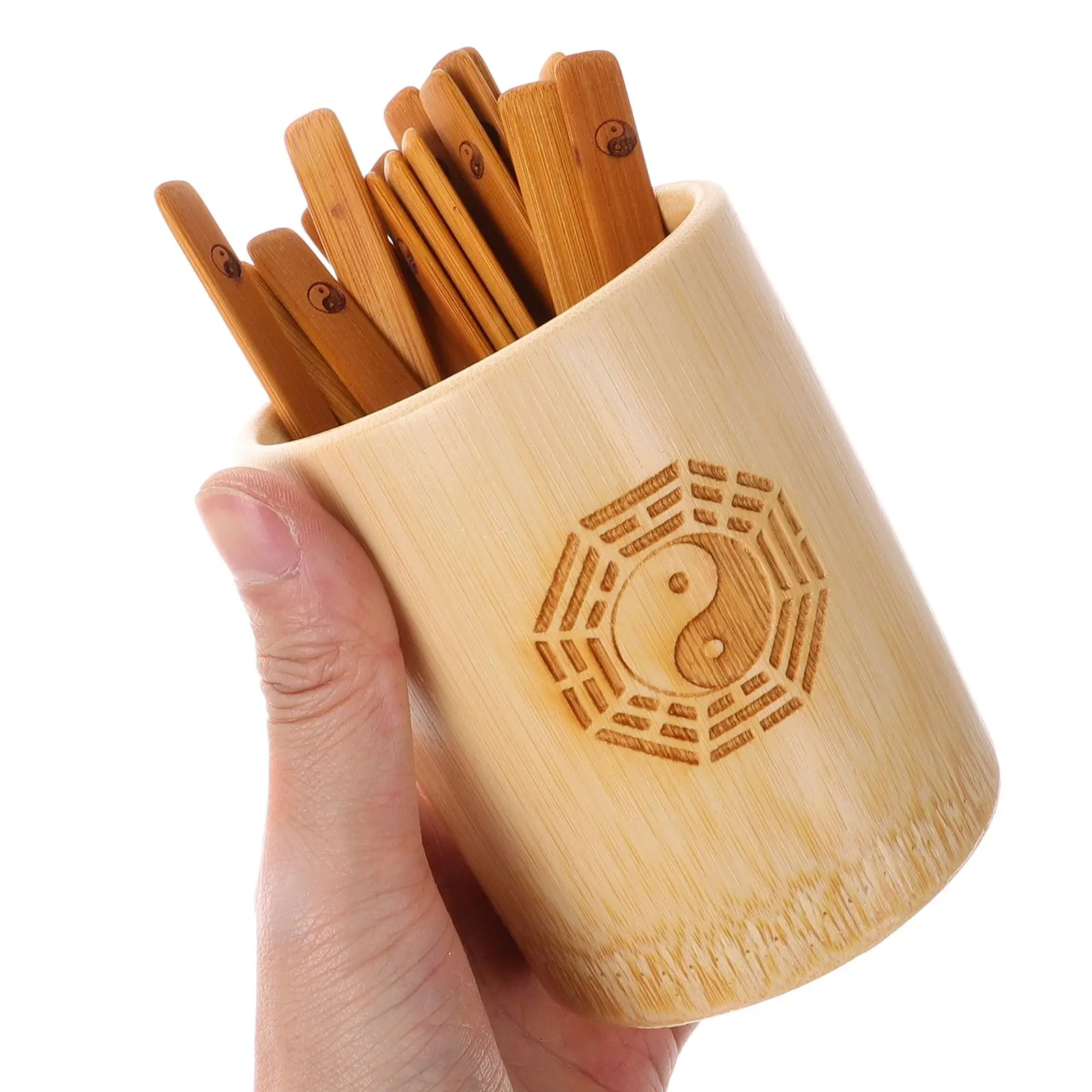 Herramienta de hexagrama I Ching, palos de adivinación chinos, cubo de juego, accesorios para contar bambú