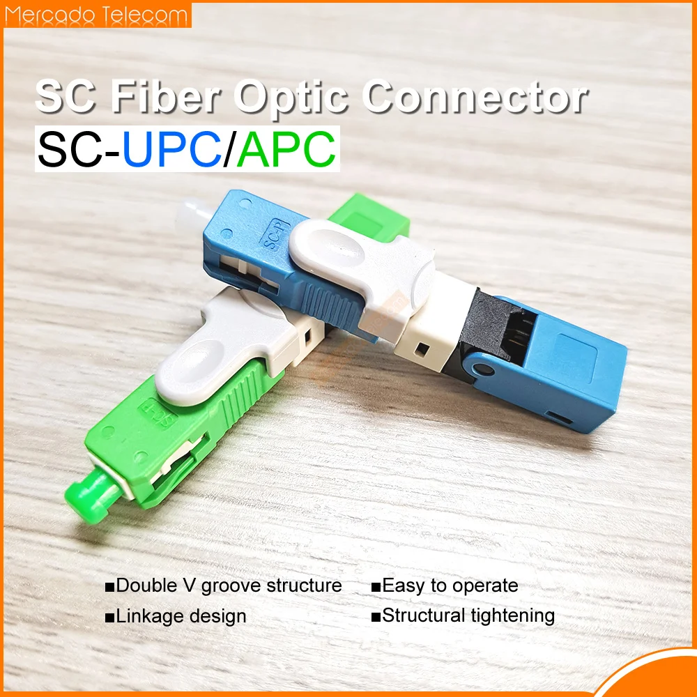 Free Shipping 50, 100, 200PCS/Lot ESC250D SC APC Optical fibe quick connector SC Fiber Optic Fast Connector Embedded Single-Mode