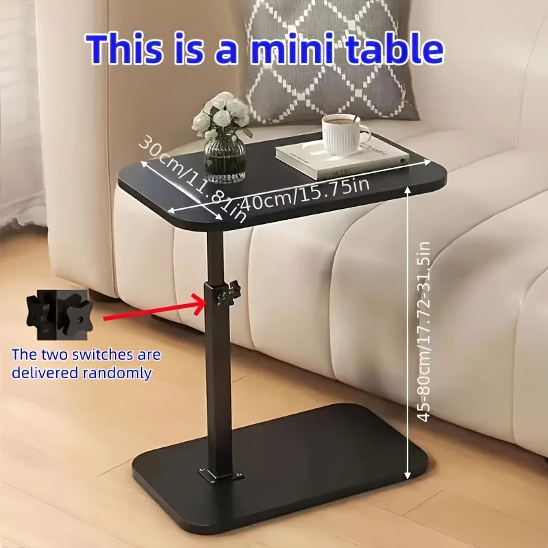 Adjustable height table - with wooden tabletop, portable sofa side table, suitable for coffee, office, and indoor/outdoor use image 2