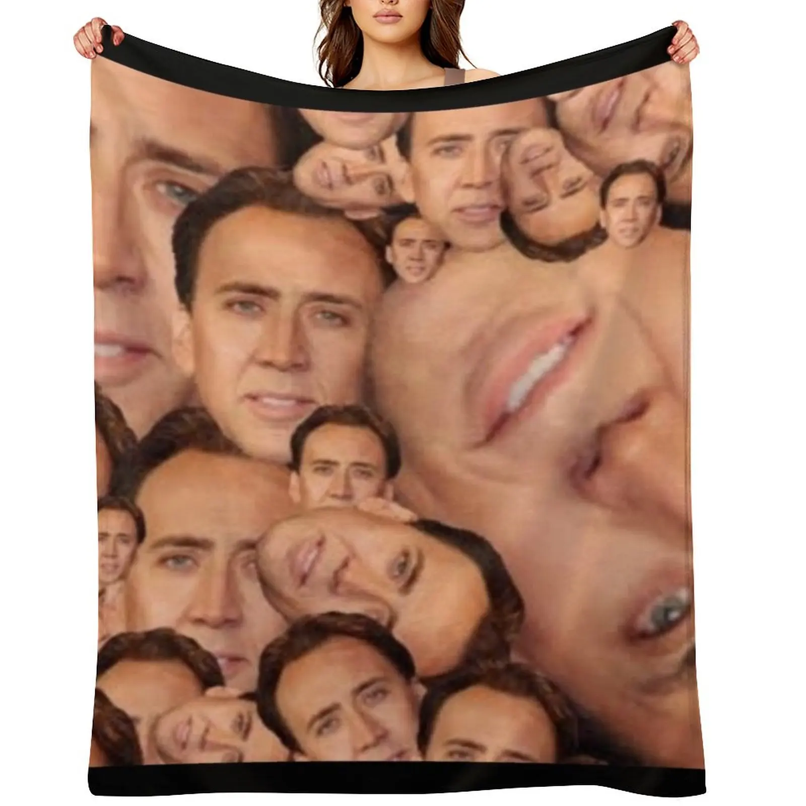 nicolas cage meme photo collage Throw Blanket Soft Big Sofa Quilt bed plaid Luxury St Blankets
