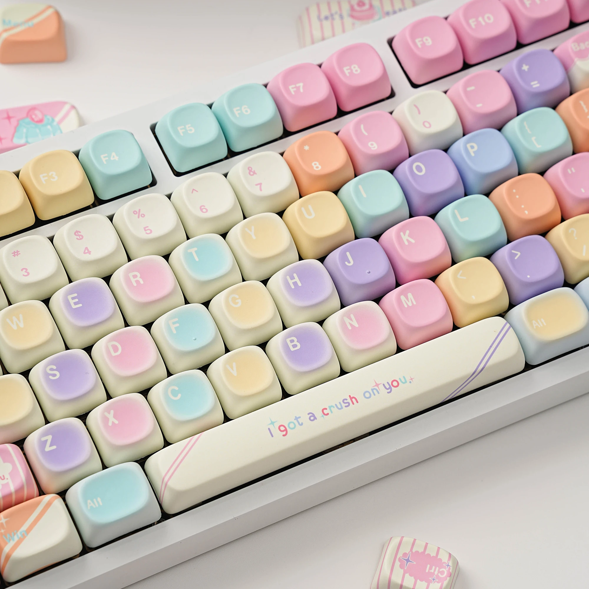 Moa Jelly Sea Keycaps 7U Alice Layout Space Keys for Mechanical Keyboards Compatible with Russian Korean ISO Spanish German Fren