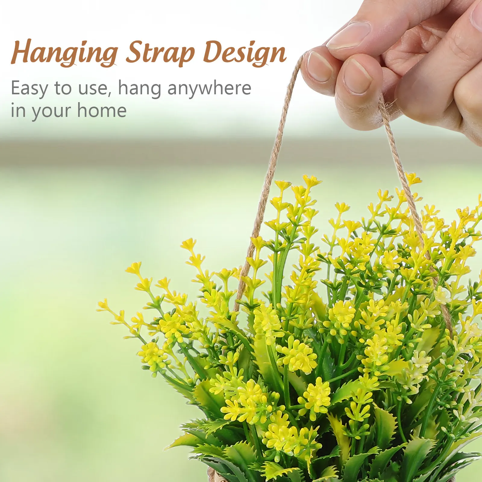 2Pcs Wall Mounted Bamboo Hanging Basket Handwoven Finish Flower Planter for Dried Grasses Indoor Outdoor Balcony