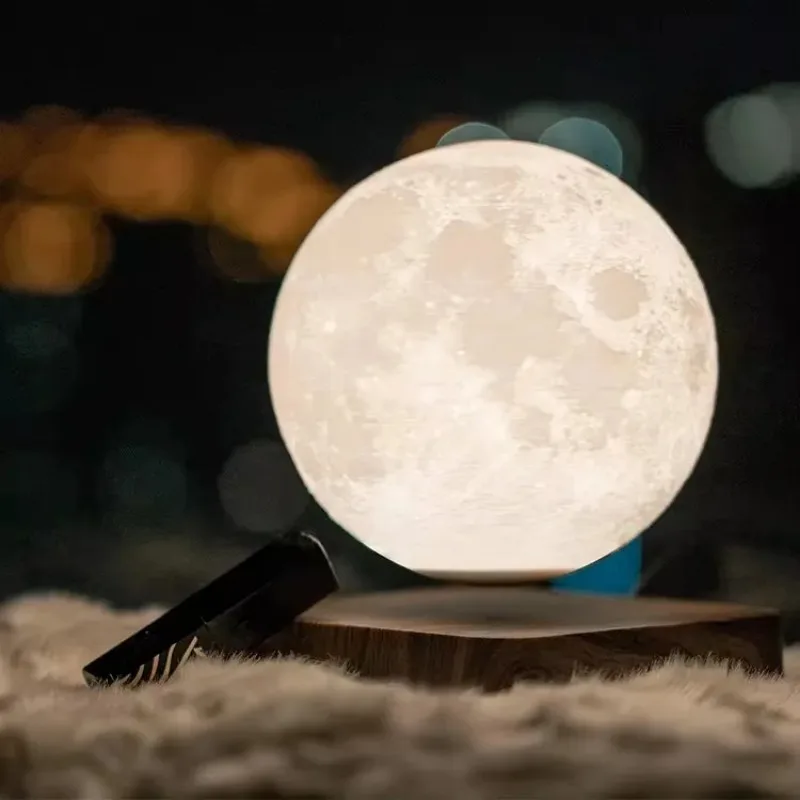 Imagem -04 - Levitating Moon Nightlight 3d Impresso Lâmpada Led Girar Automático Creative Desktop Light Home Office Decor Novidade Presente 360 Graus