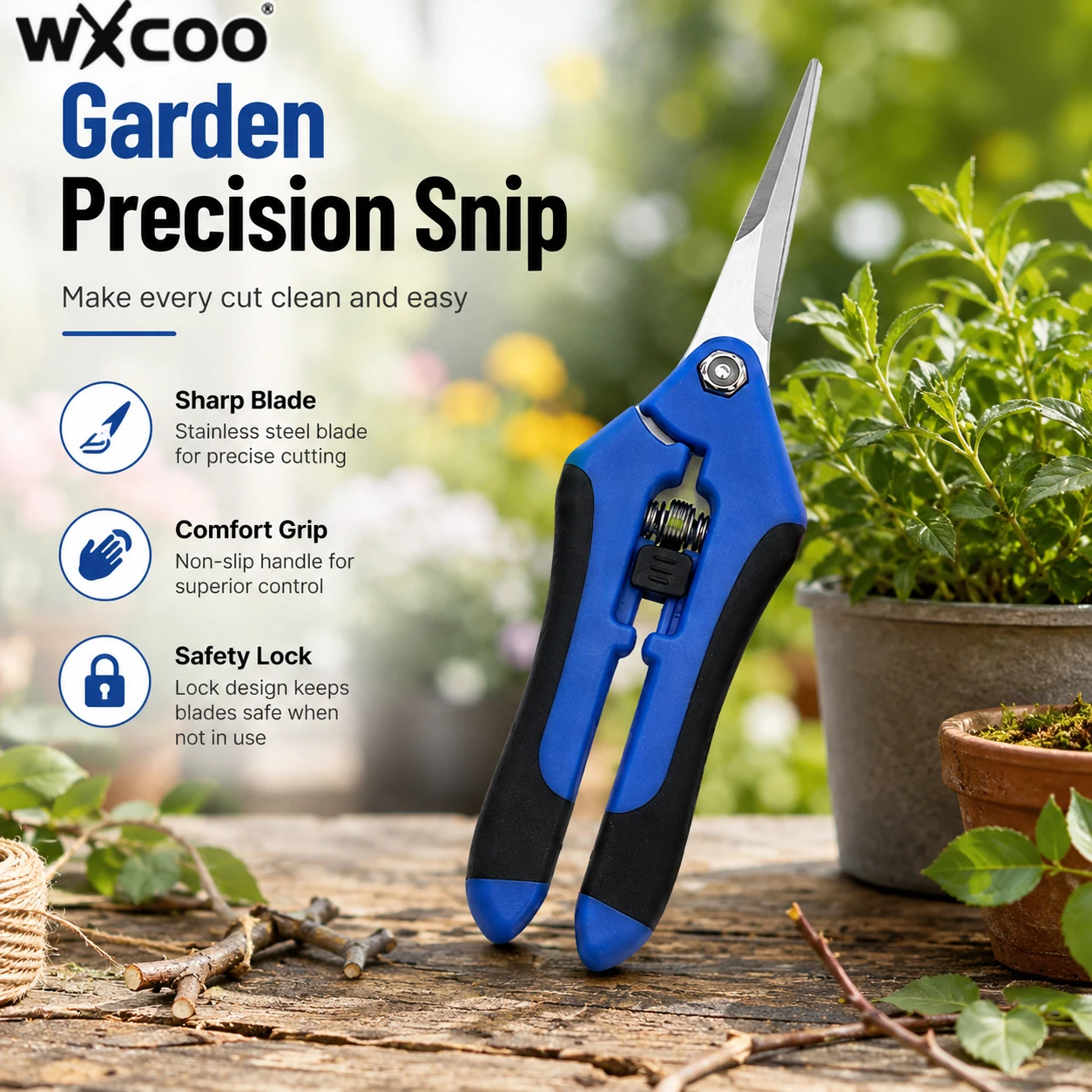 6.5-inch Labor-Saving Stainless Steel Pruning Shears for Gardening Trimming Fruit Picking Branches Cutter Gardening Scissors