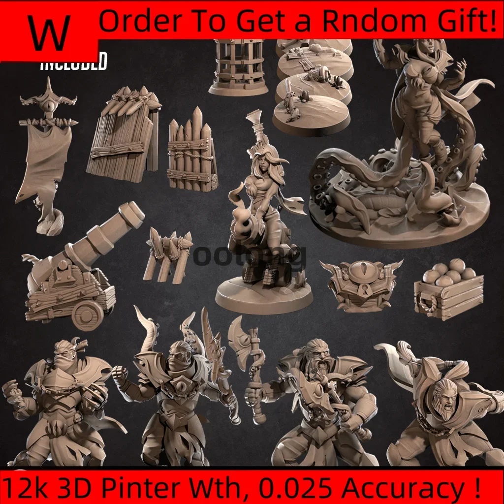 Miniature Resin Model Ancient Warrior Octopus Queen, Cowboy Pirate Dnd Board Game War Chess Model Unpainted