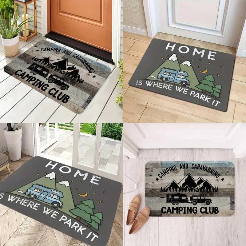 Fun Camping RV Theme Mat Outdoor Enthusiast Home Front Door Porch Indoor Entryway RV Gear Area Non-Slip Durable Mat
