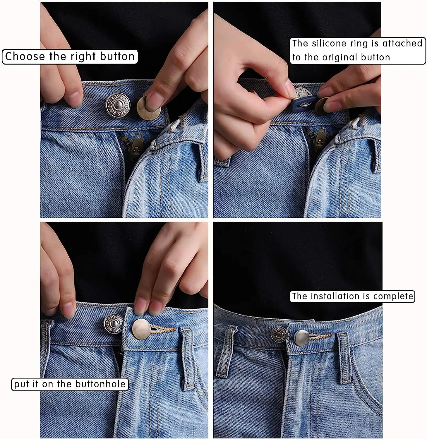 2/5 pezzi pantaloni flessibili bottoni estensori in vita pantaloni jeans bottoni a molla elastici retrattili regolabili set di estensori in vita