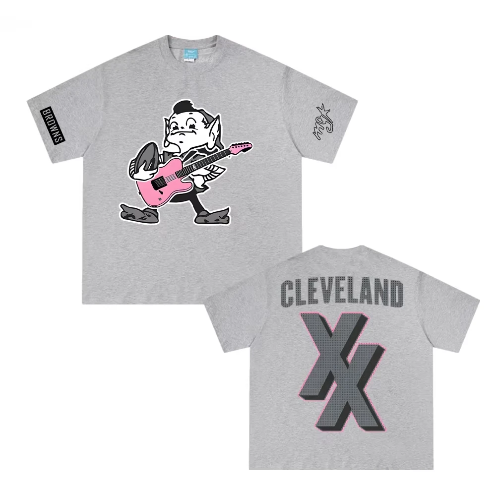 تي شيرت Mgk X Cleveland Browns تي شيرت Mgk للمغني بنفس النمط عالي الجودة 100% قطن مريح Camisetas تي شيرت صيفي Harajuku
