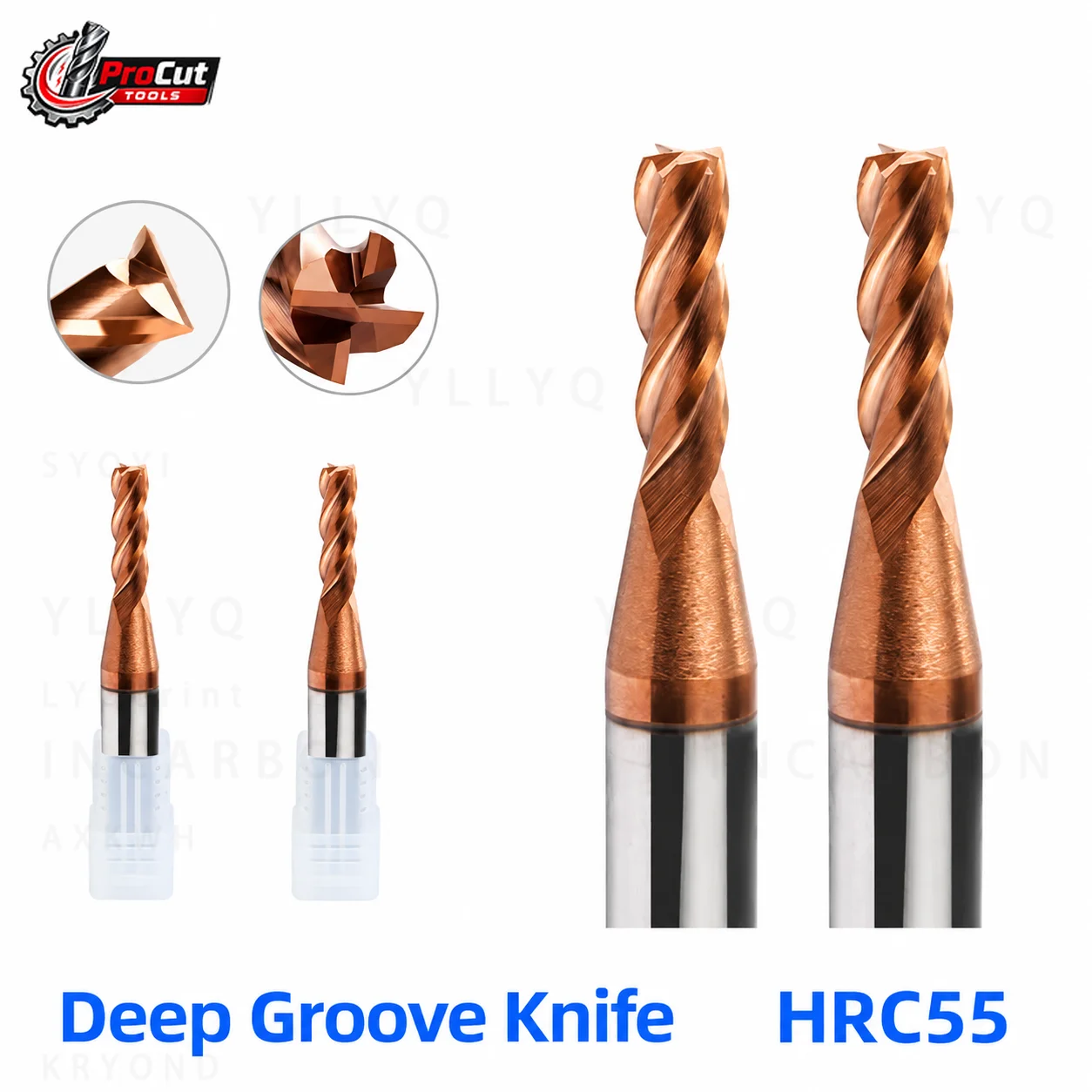 HRC55 4 Flute Long Neck Micro Deep Carbide End Mill D1 D1.5 D2 D2.5mm Small Diameter Mini Cutter For CNC Rib Processing